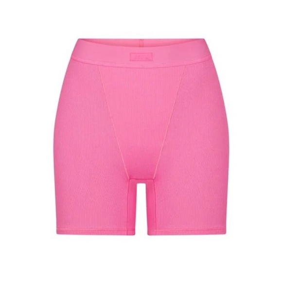Skims Cotton Rib Boxer - Sugar Pink - Picture 1 of 4